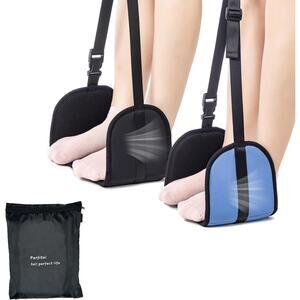Foot Hammock for Travel Relax Adjustable Airplane mesh Footrest Hammock Portable